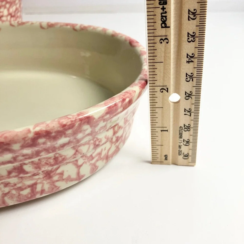 2 Roseville Pink Spongeware Pottery Oval Dish/Bowls by Gerald E. Henn 10